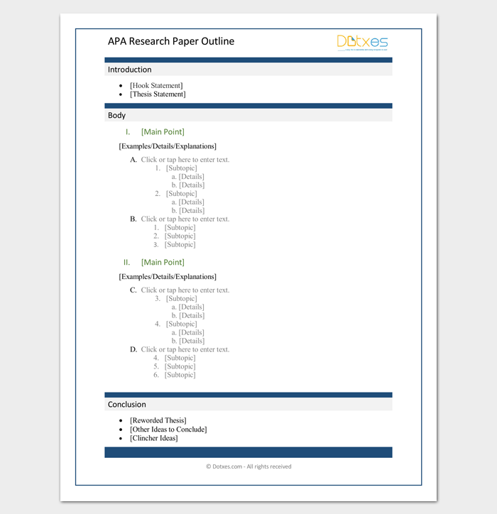 Apa Outline Template Download Free